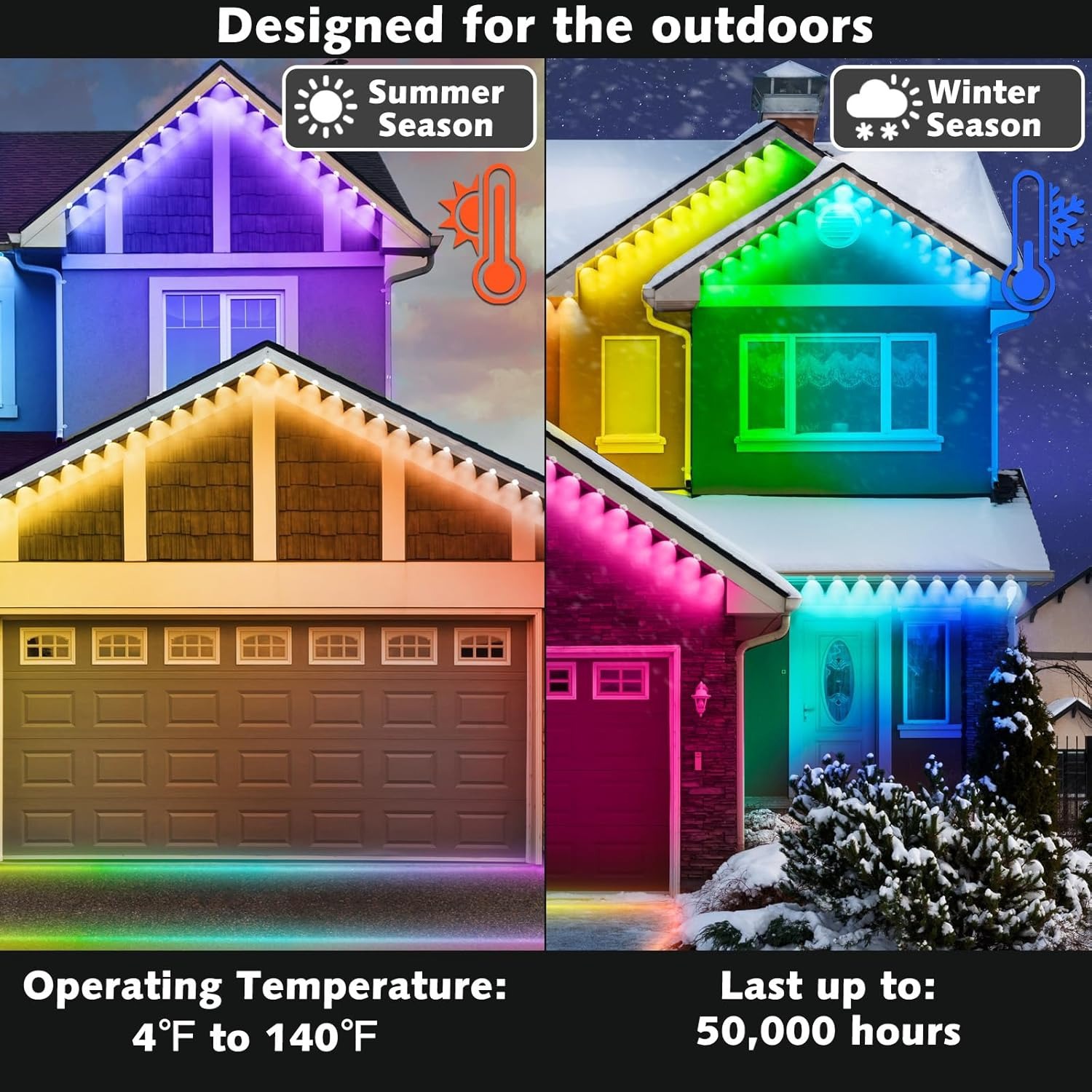 Cross-border certified best-selling smart atmosphere lights, popular led eave light string app, smart point-controlled light string decorative lights full figure
