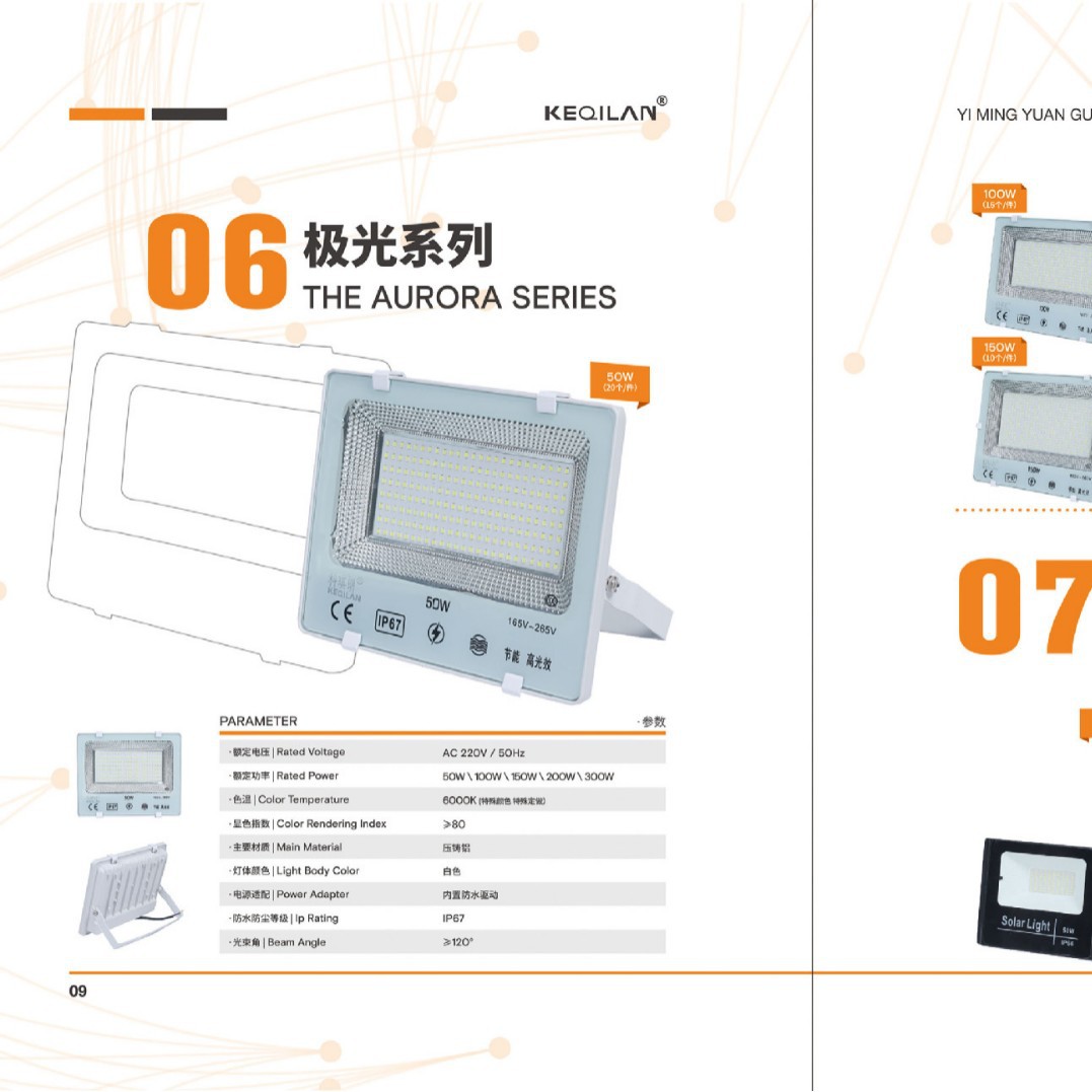 Aurora series led50w / 100 w / 150 w / 200 w / 300 w/outdoor advertising floodlight factory yard project Item Picture