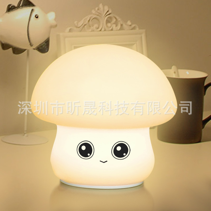 Mushroom night light, ambient light, battery silicone lamp, stress-relieving, color-changing when slapped, soft and cute desk lamp, children's gift details Picture
