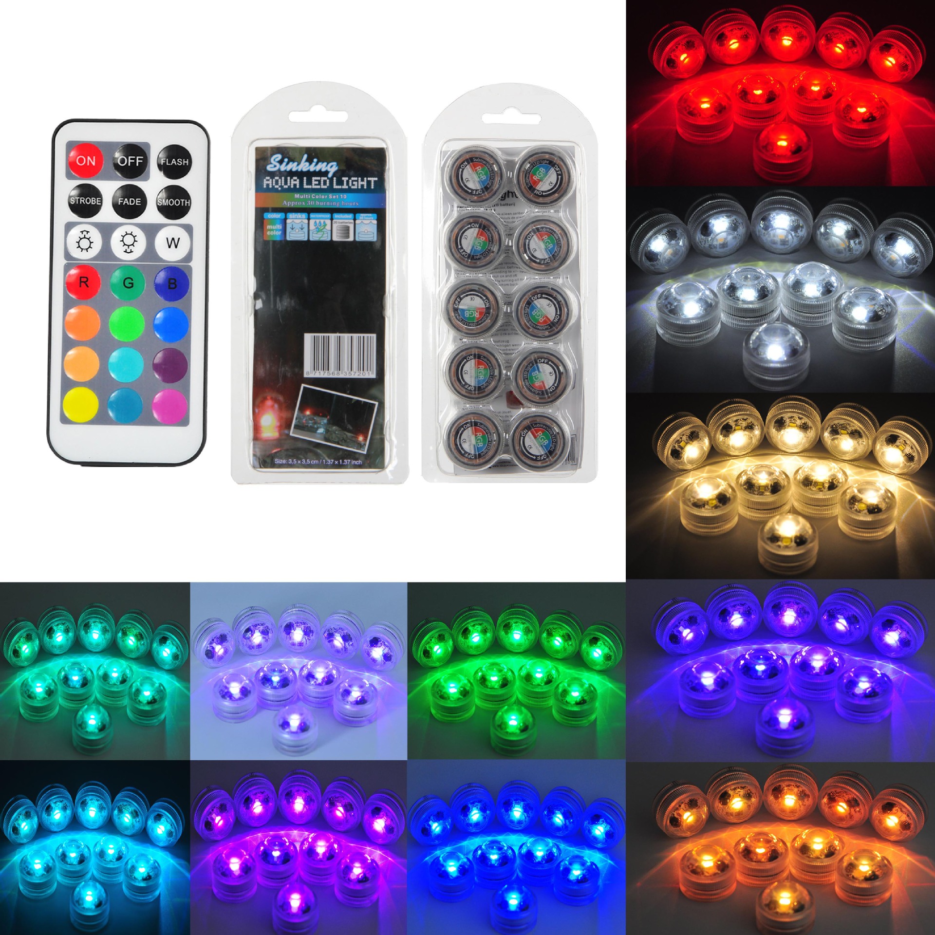 Factory price supply of three-lamp remote-controlled waterproof candle lamps, fish tank lamps, diving candle lamps and waterproof candle lamps Item Picture