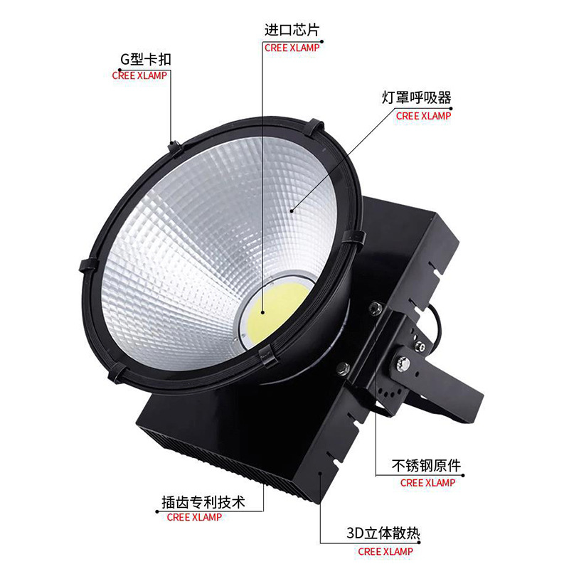 led tower crane lights 1000W, 2000W, 3000W stadium and construction site lighting floodlights, searchlights, high-power industrial and mining lamps Specification drawing