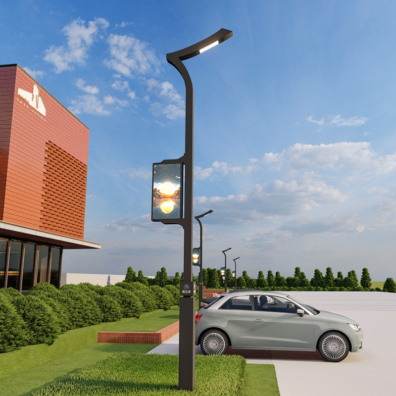 Outdoor 5G smart street lamps, multi-functional environmental monitoring LED display screens, charging piles, urban lighting comprehensive lamp poles Application Scenario