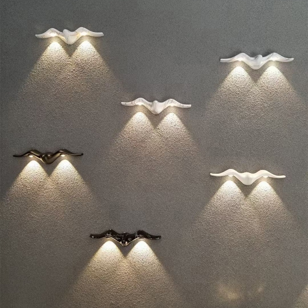 Butterfly wall lamps, Seagull outdoor waterproof indoor and exterior wall lamps, modern and simple courtyard wall-washing lamps, corridor and balcony decoration details Picture