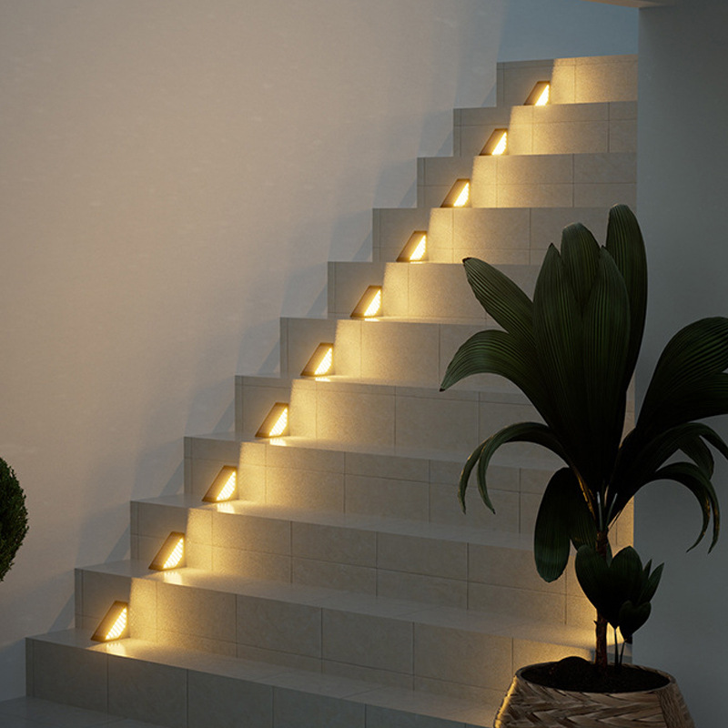 Cross-border outdoor solar staircase lights, courtyard step lights, villa staircase lights, park walkway sensor night lights details Picture