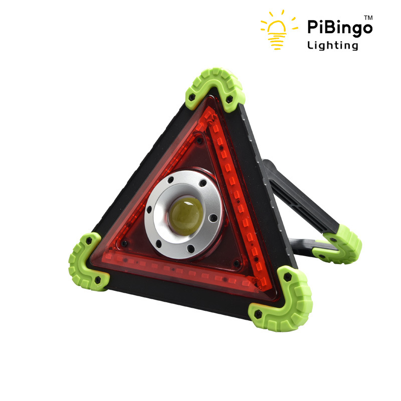Wholesale of triangular floodlights, car red light warning floodlights, COB LED, USB charging portable lights Specification drawing