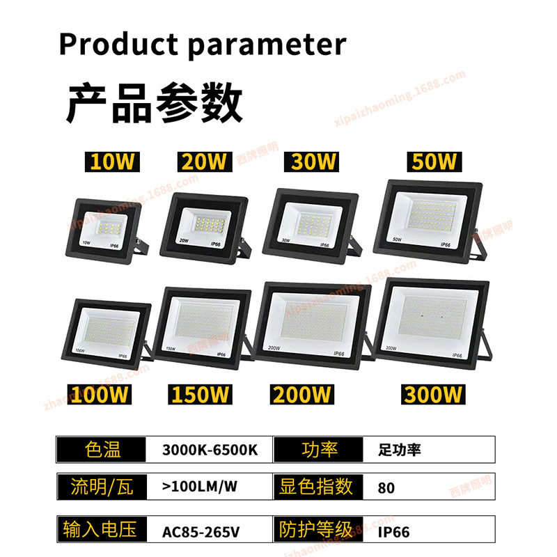 Cross-border led mini Apple floodlight, ultra-thin 100W outdoor waterproof lighting floodlight, garden lamp floodlight details Picture