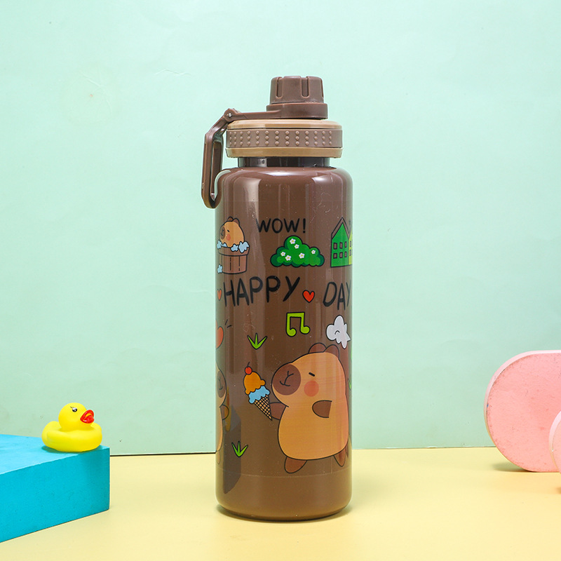H164-HY-039B cartoon plastic cup, high appearance level, large-capacity transparent solid color water cup, portable water cup with handle detail image 4