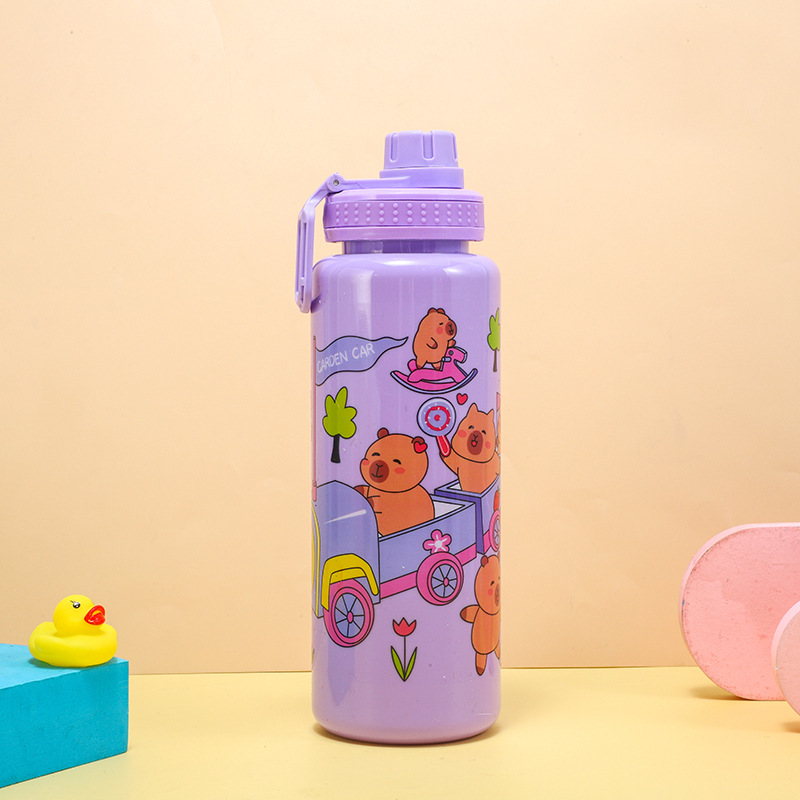 H164-HY-039B cartoon plastic cup, high appearance level, large-capacity transparent solid color water cup, portable water cup with handle detail image 5