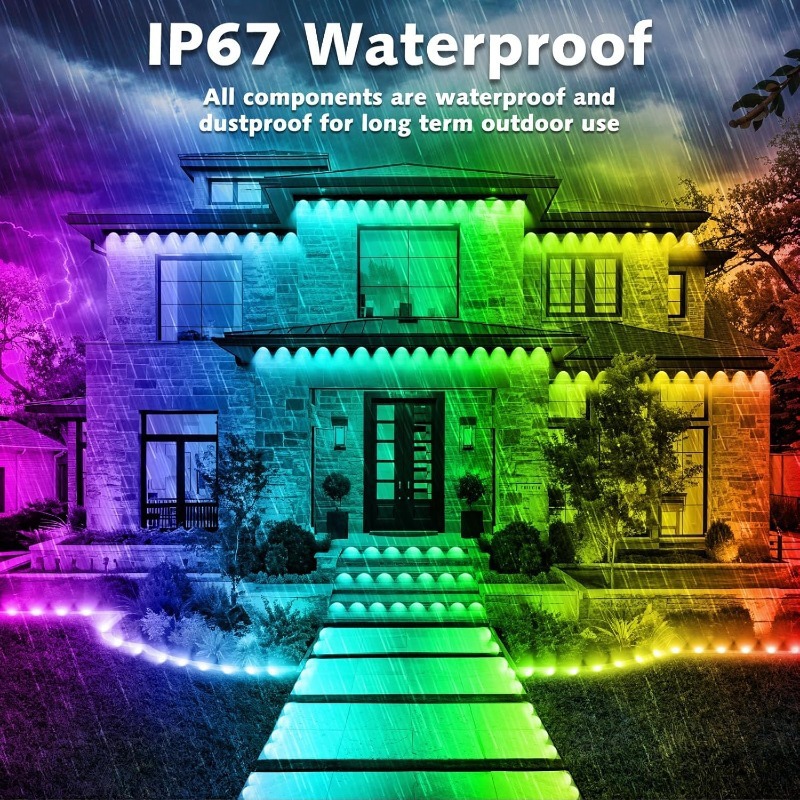 Cross-border bestseller outdoor waterproof smart color-changing eave lamp, mobile phone graffiti, WIFI control, RGB courtyard eave lamp full figure