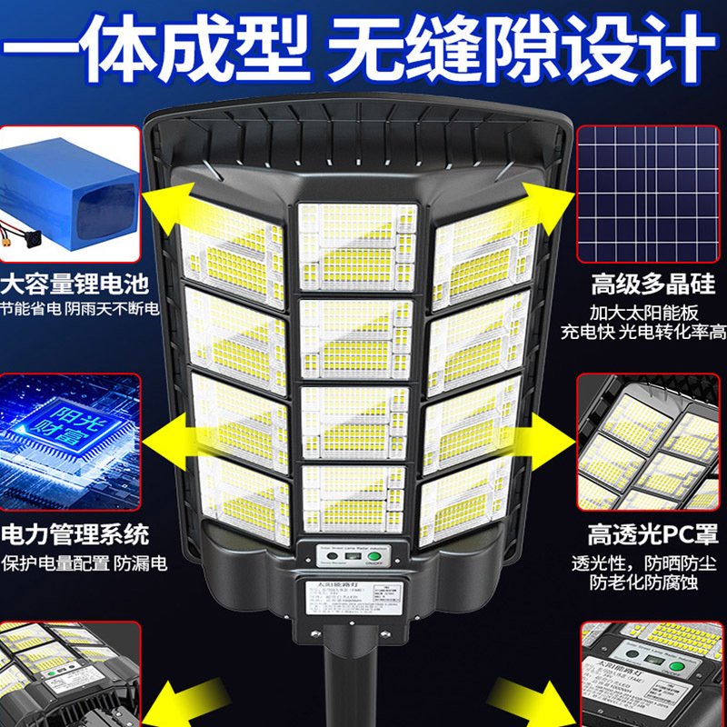 2025 New solar courtyard outdoor lamp, a new type of household lighting, outdoor LED ultra-bright high-power road lamp Specification drawing