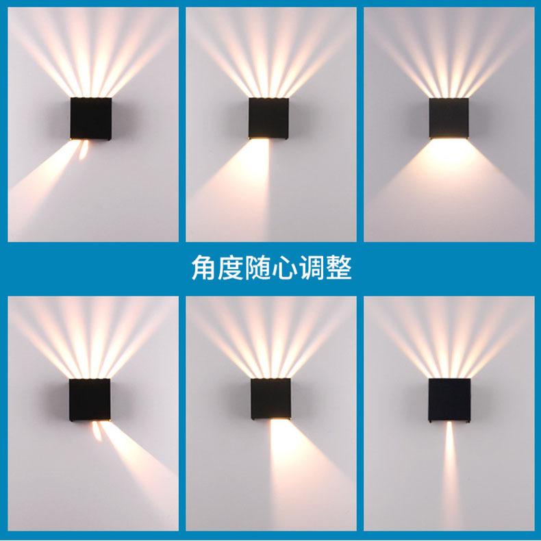 Hot-selling led outdoor waterproof wall lamp with adjustable brightness Angle, square exterior wall shaped corridor moisture-proof decorative lamp details Picture