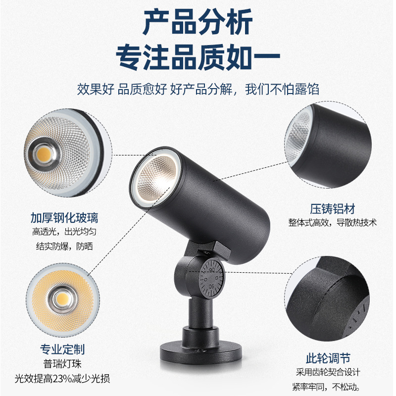 Tree lighting, villa courtyard lighting, spotlights, outdoor waterproof garden tree lighting, ground insertion lawn landscape, outdoor advertising lights Application Scenario