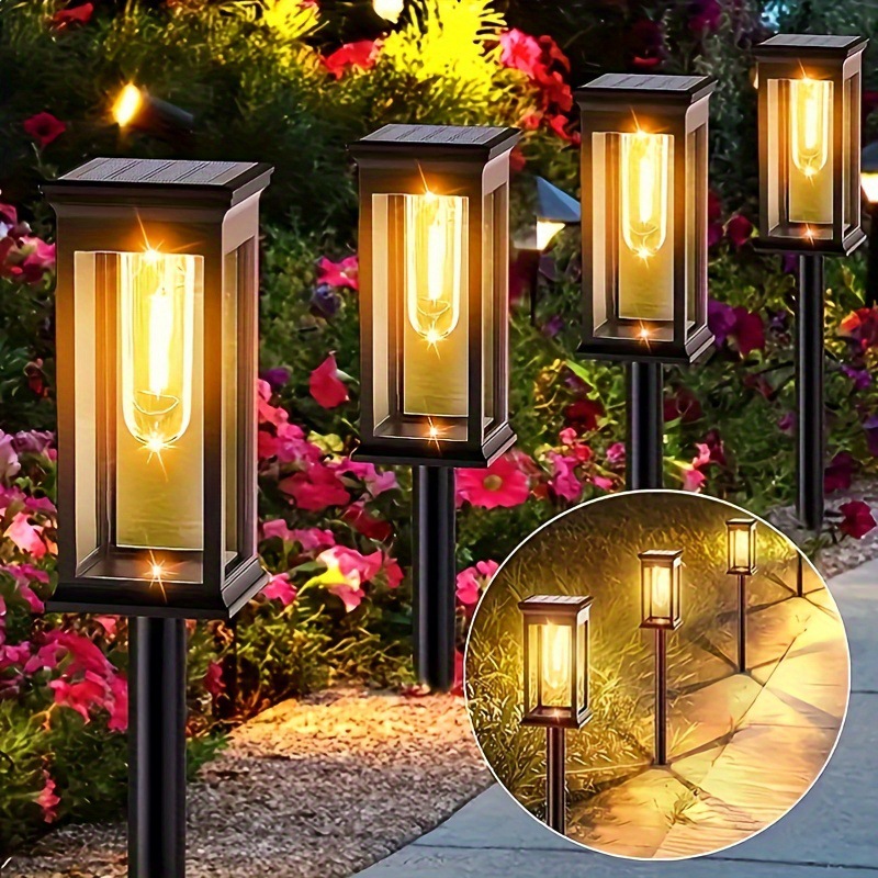 Solar-powered square and circular tungsten filament ground insert lights, garden lawn ground insert lights, outdoor LED night lights for lighting and projection details Picture
