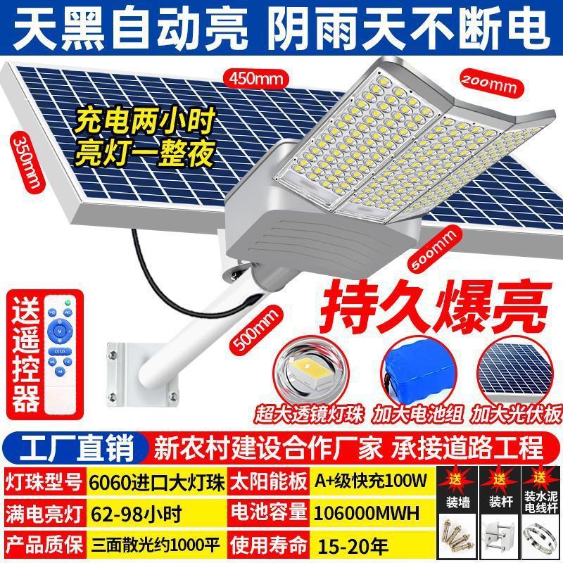 New solar street lamps for household, outdoor and garden use, rural led lighting, rain and lightning protection, factory wholesale and consignment Application Scenario