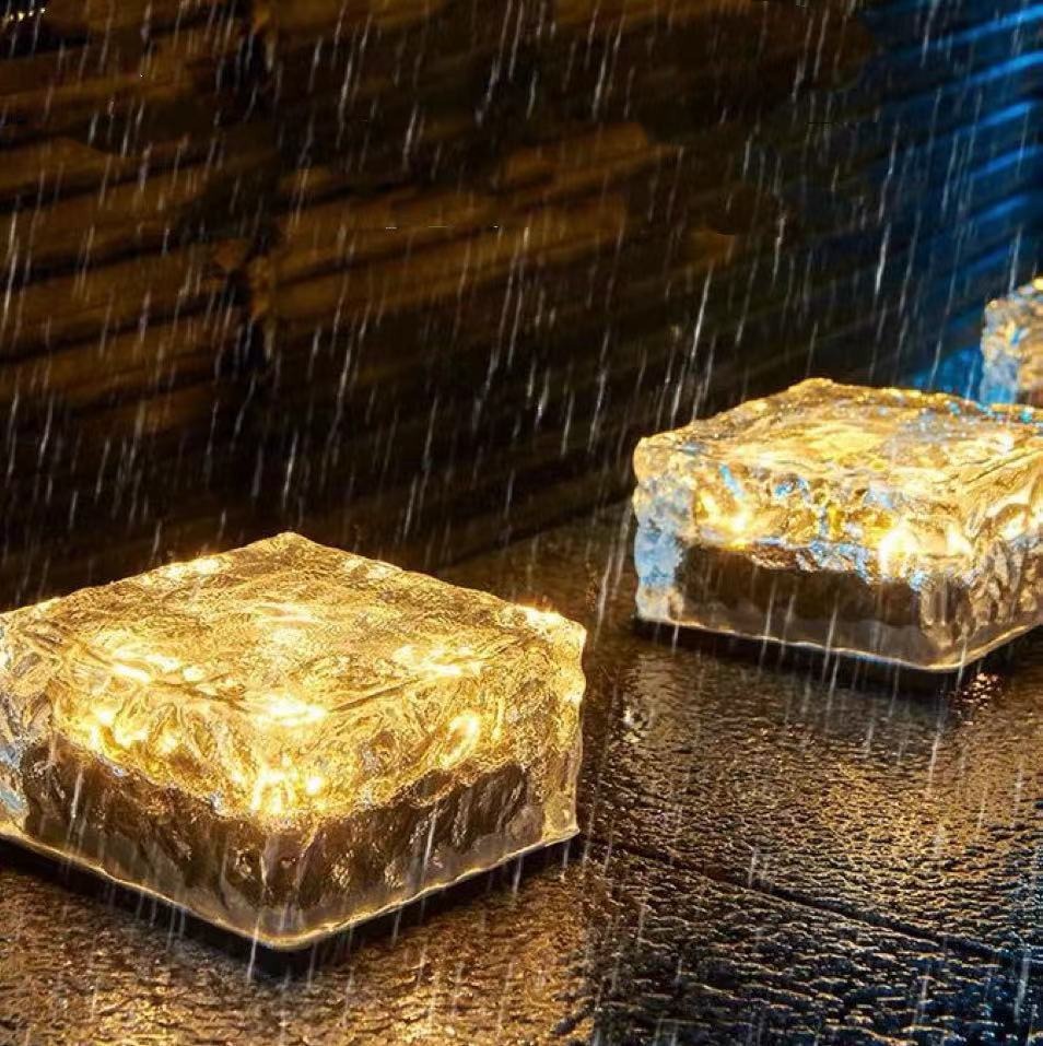Solar floor tile lights, LED lights, outdoor lights, glass ground embedded night lights, outdoor garden decorative lights, park and square Specification drawing