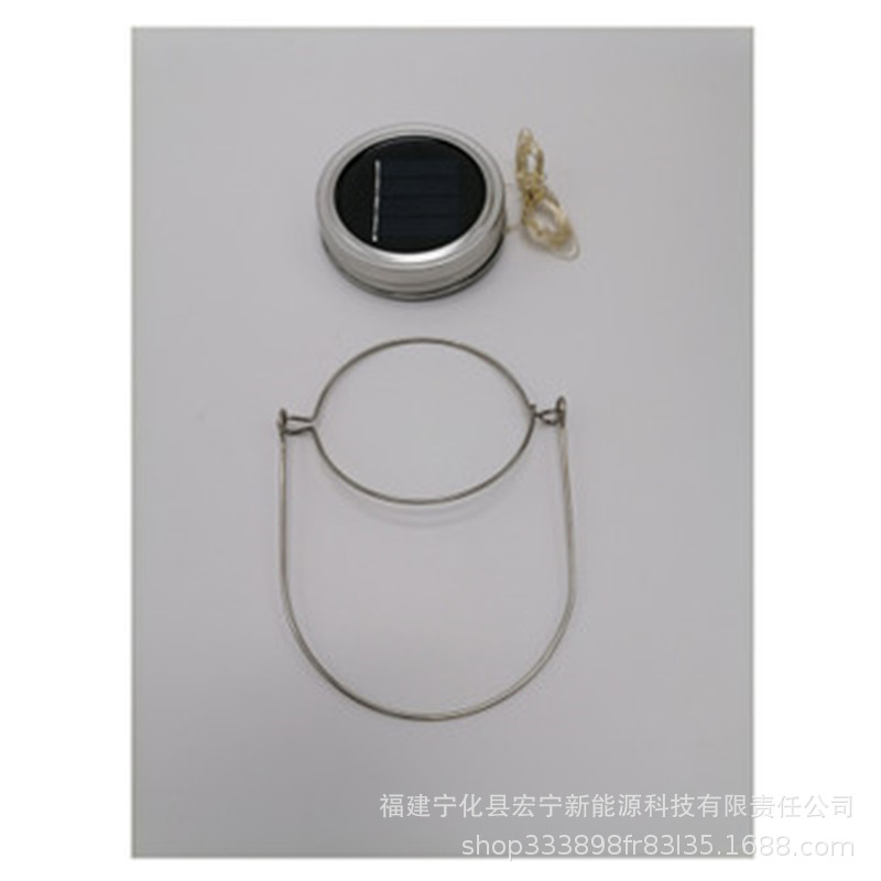 Solar lamp cylindrical Mason cover 20 lamps LED string glass jar warm white four-color hanging lamp cover details Picture