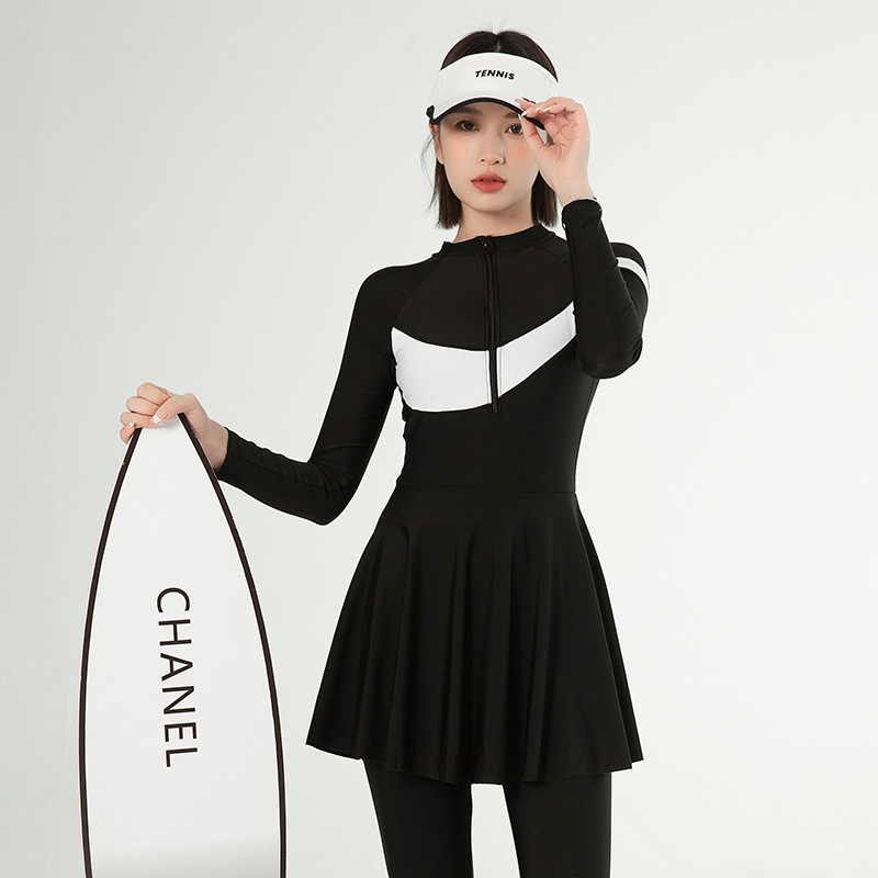 Long-Sleeved And Long-Pants Diving Suits, Sports Surfing Suits, Slimming Swimsuits That Hide The Belly, Women's Hot Spring Swimming Swimsuits details Picture