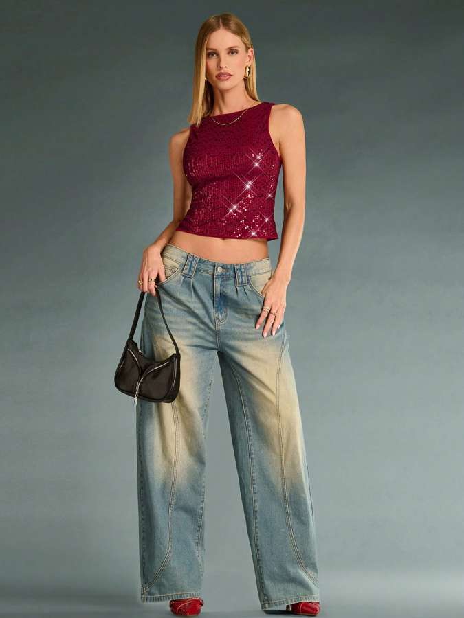 2026世界杯啦啦队服欧美风性感亮片背心个性街头百搭修身外穿上衣跨境电商爆款亚马逊速卖通独立站供货 成人衣服详情图4