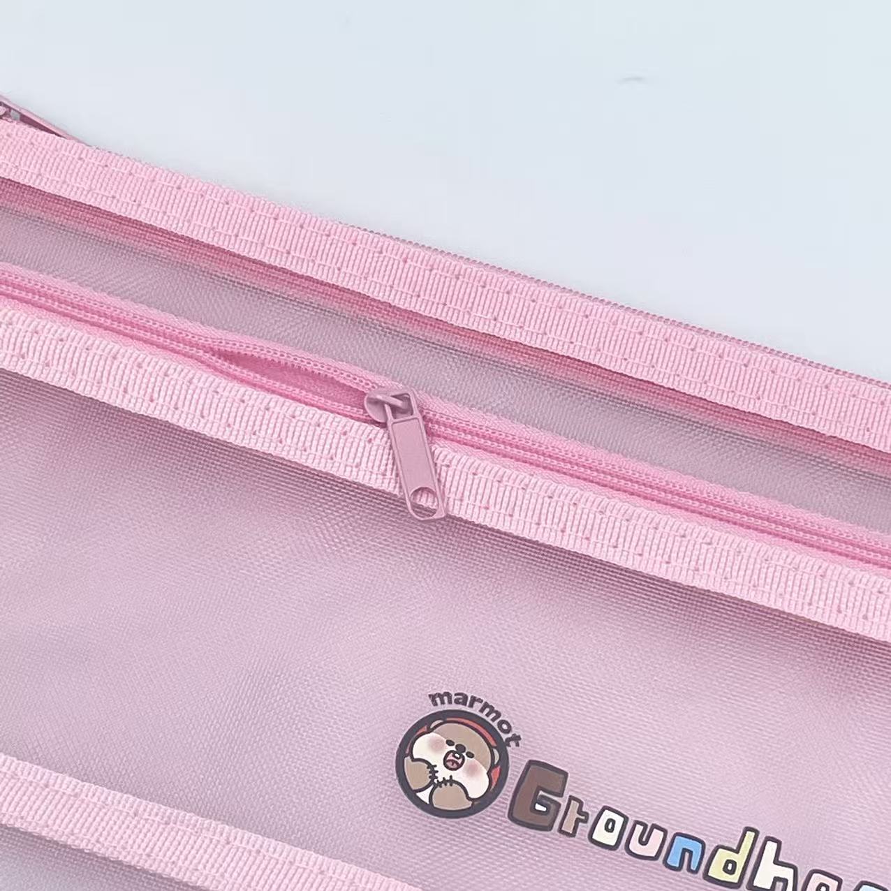 B6 mesh zipper bag, cartoon printed mesh bag, student stationery bag, double-layer pen case, office materials bag pic 1