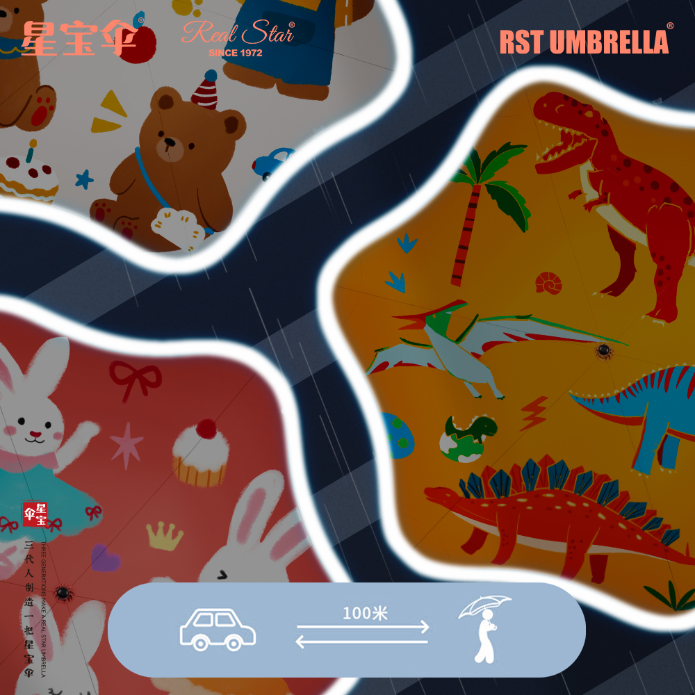 Xingbao Umbrella 0056 Children's umbrella without beads, sunny and rainy 2 sunshade umbrella, Children's sunny and Rainy 2 Sliding umbrella frame anti-pinching umbrella wholesale Specification drawing