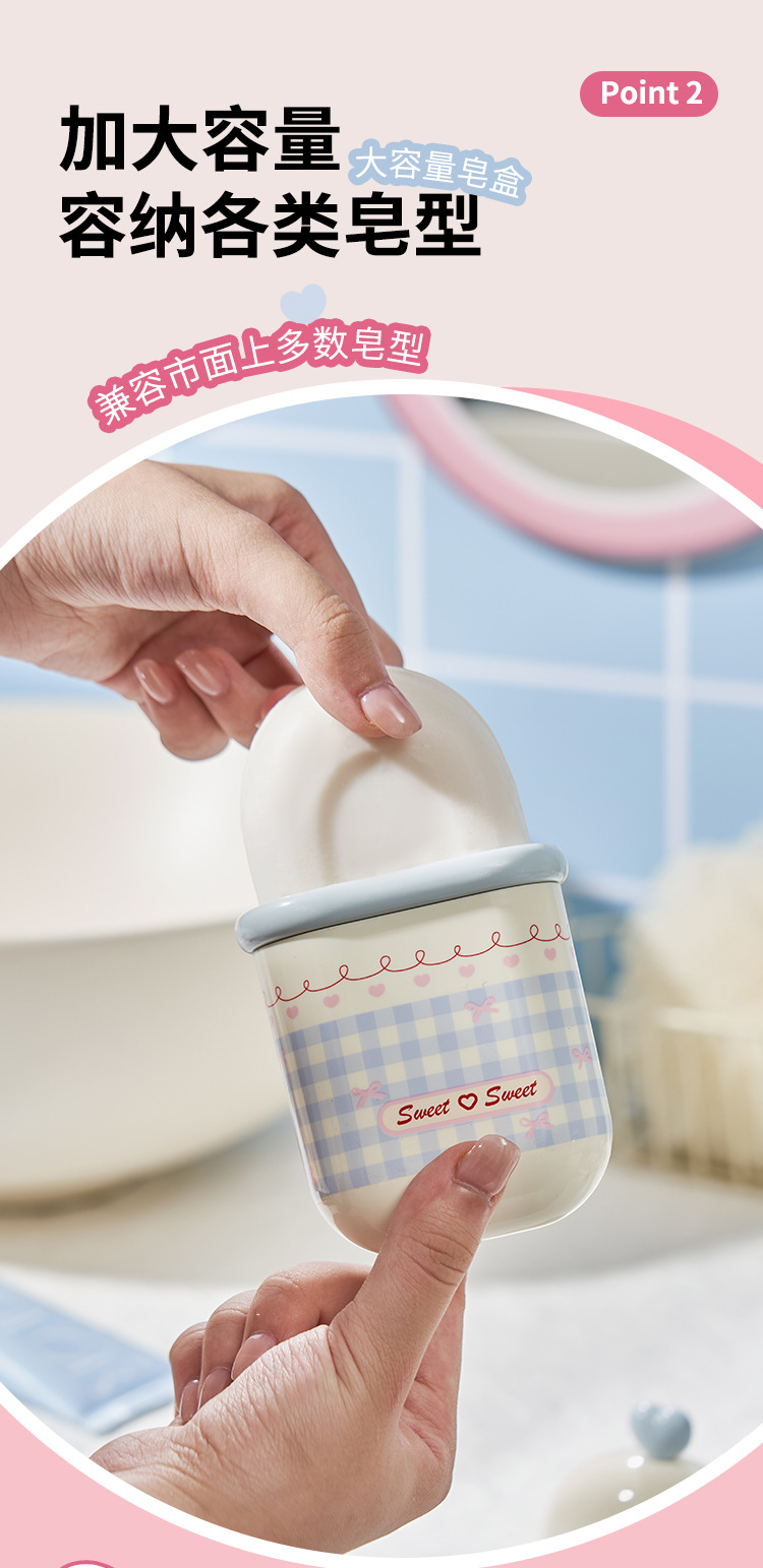 S137-1063 Portable mini soap box for travel, draining with lid, sealed soap box detail image 5