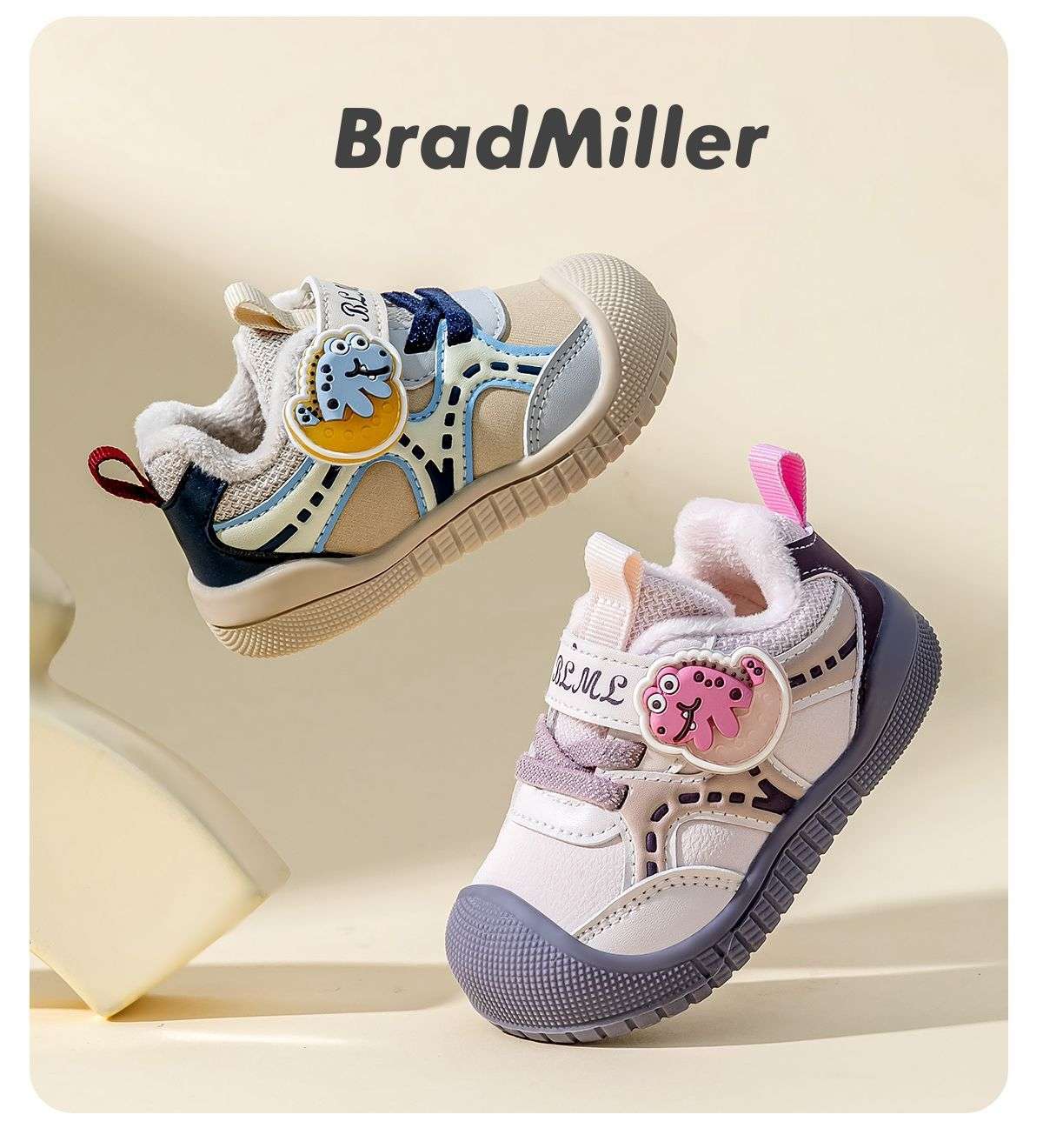 Bramile's new winter cartoon walking shoes for girls, thin fleece for boys, soft-soled and anti-slip baby shoes made of cotton detail image 7