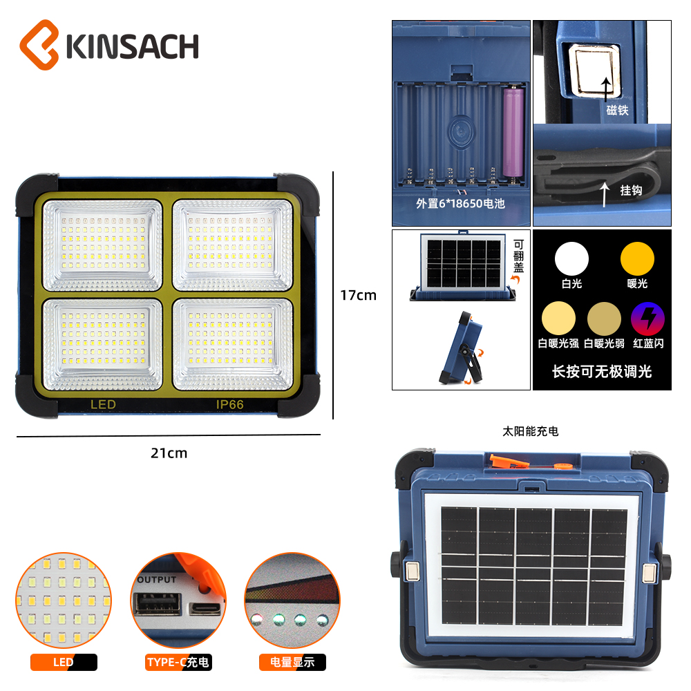 KINSACH Star Source type-c Rechargeable Multi-functional Work Light details Picture