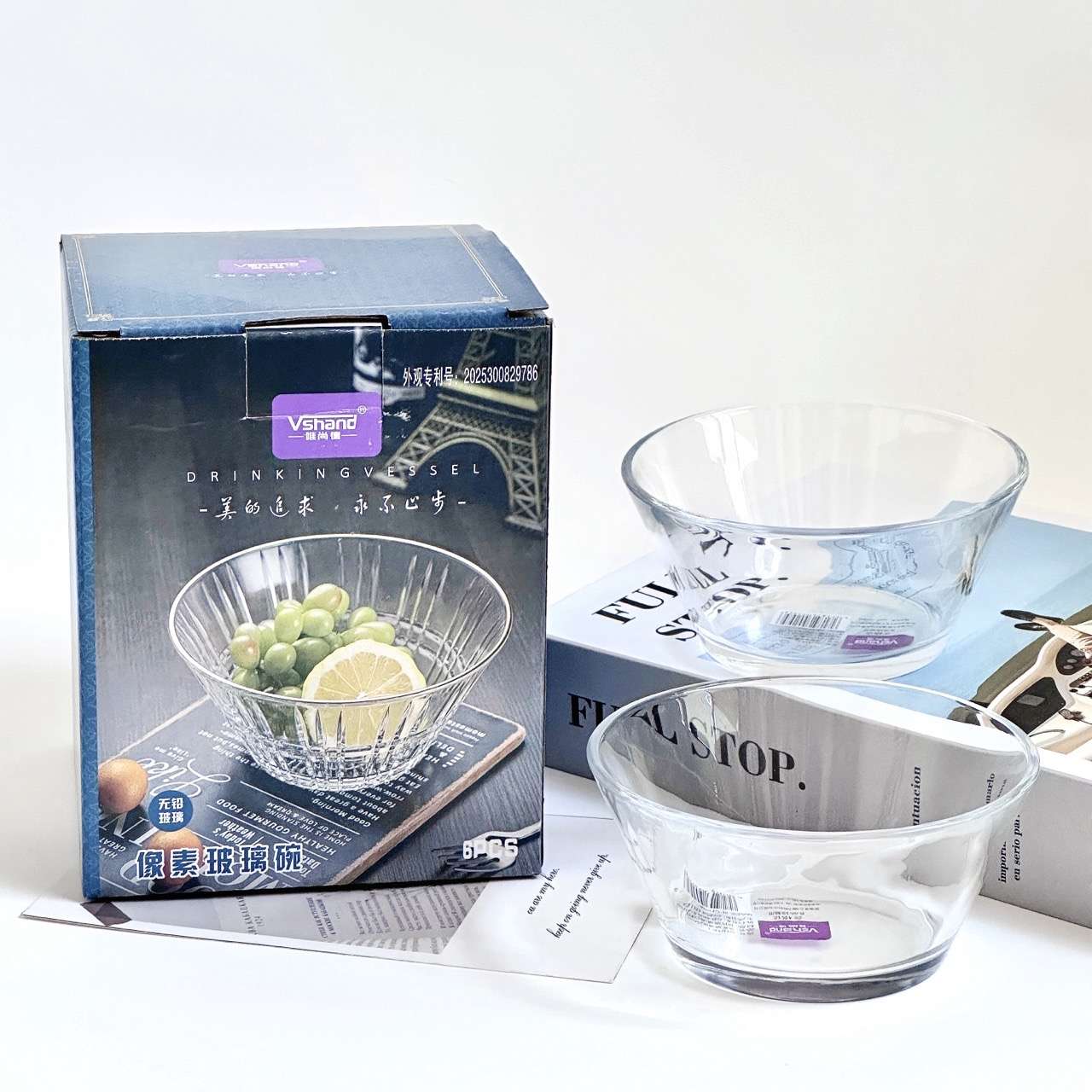 Glass tableware set, kitchen tableware, salad bowl, birthday gift, household tableware, salad bowl, glass bowl, daily necessities 250ml CP605145990 Specification drawing