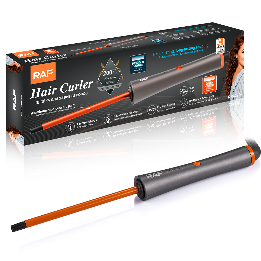 RAF's new cross-border hot ceramic LCD curling iron features 360° rotation and 200°C multi-temperature adjustment Specification drawing