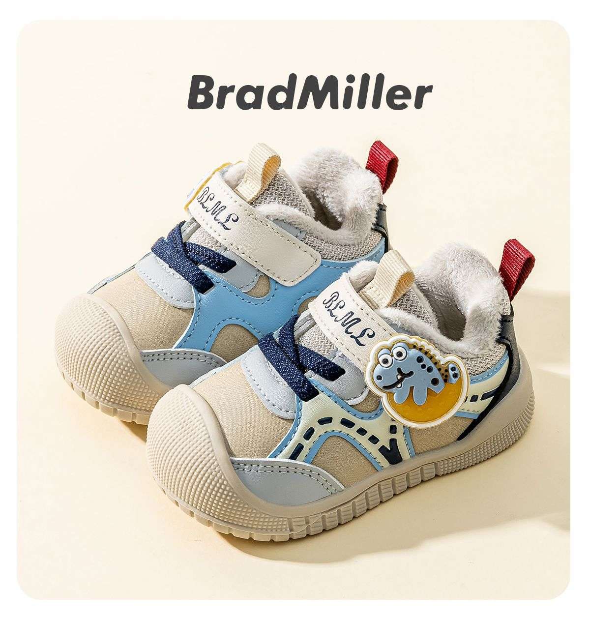 Bramile's new winter cartoon walking shoes for girls, thin fleece for boys, soft-soled and anti-slip baby shoes made of cotton Item Picture