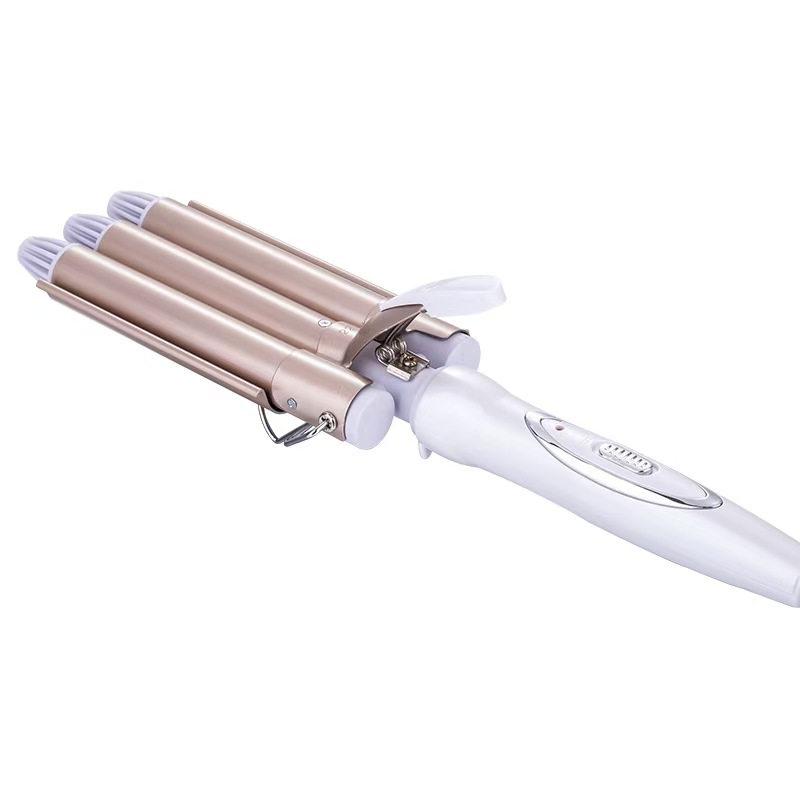 Jianda Ceramic Glaze Large Egg Roll Bar Three-bar Curling Iron Egg Roll Head Three-tube Curling iron details Picture