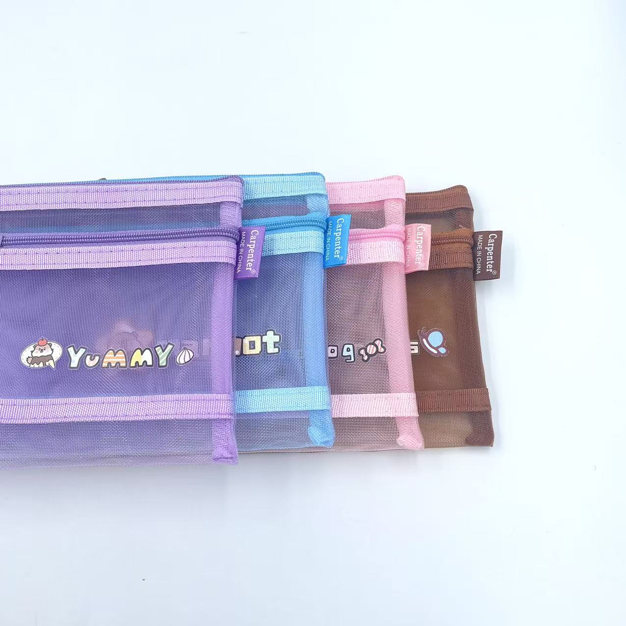 B6 mesh zipper bag, cartoon printed mesh bag, student stationery bag, double-layer pen case, office materials bag pic 6