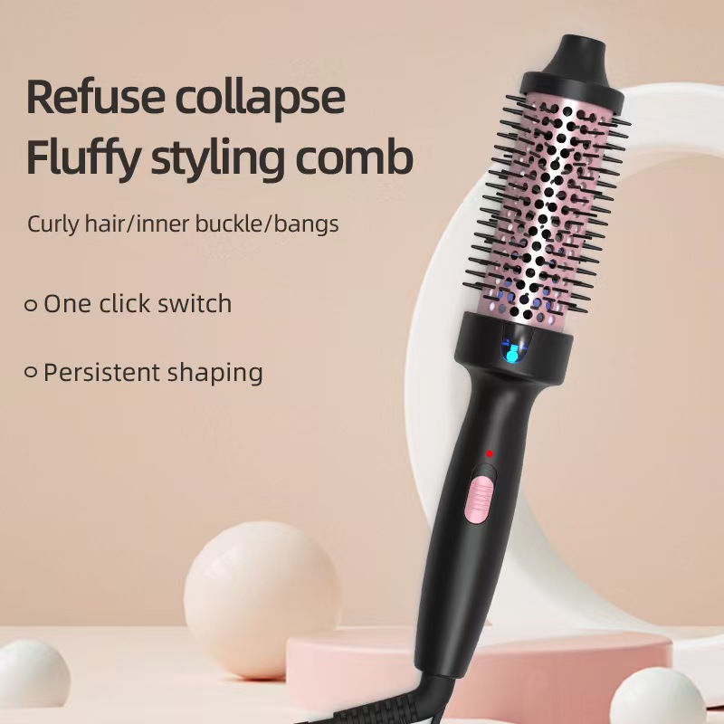 Export fluffy and curly hair comb, tube comb, electric curling comb, long and short hair styling, electric heating comb, fluffy perming hair, curly hair comb, inner curling Specification image