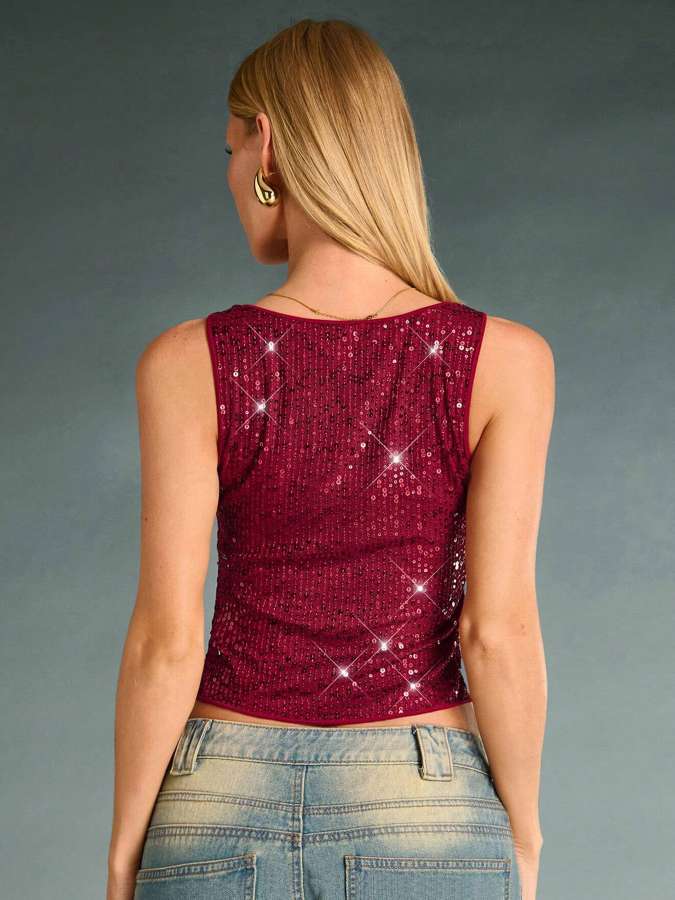 2026世界杯啦啦队服欧美风性感亮片背心个性街头百搭修身外穿上衣跨境电商爆款亚马逊速卖通独立站供货 成人衣服详情图3