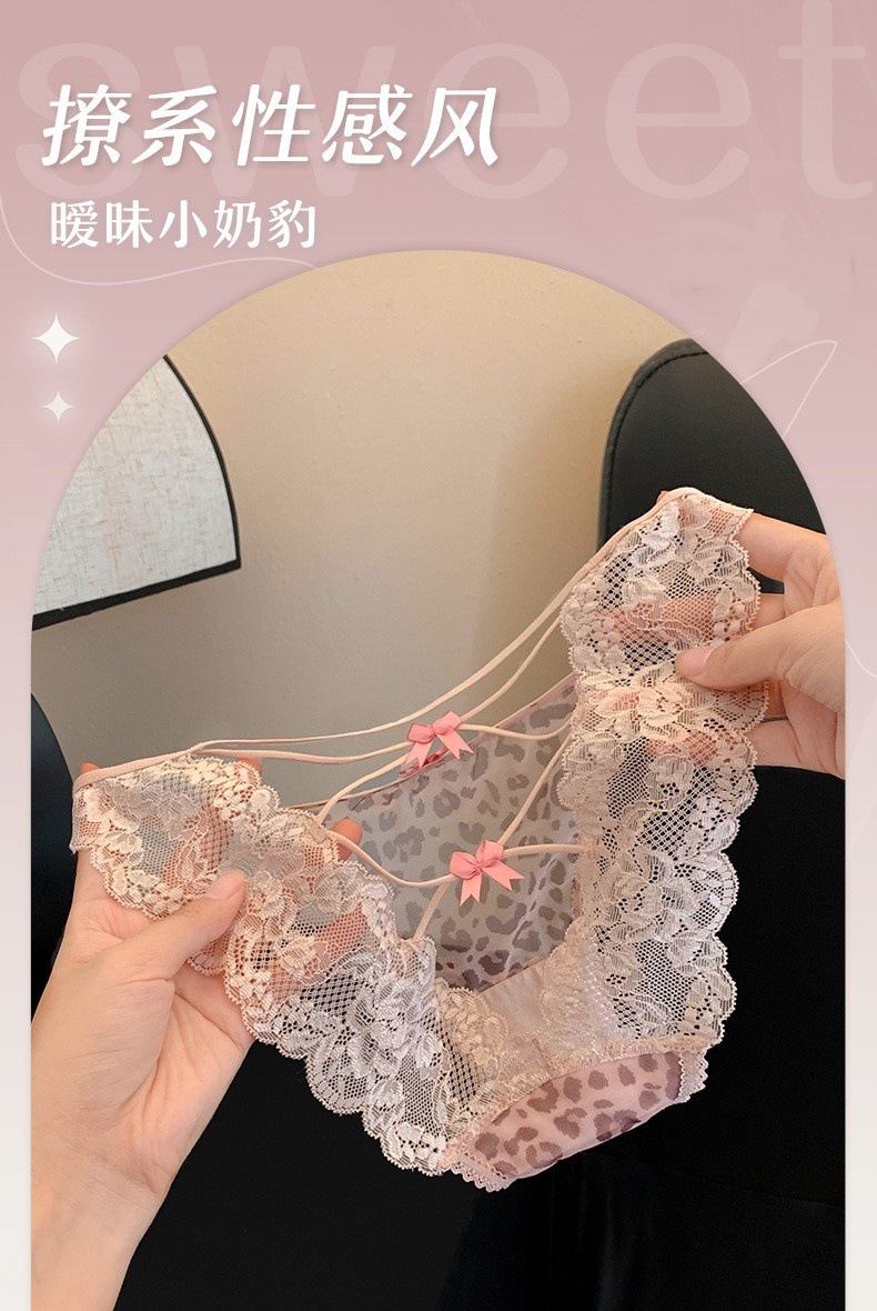 荷尔蒙杀手~2025新款女生性感豹纹镂空纯欲蕾丝高开叉女士内裤女详情1