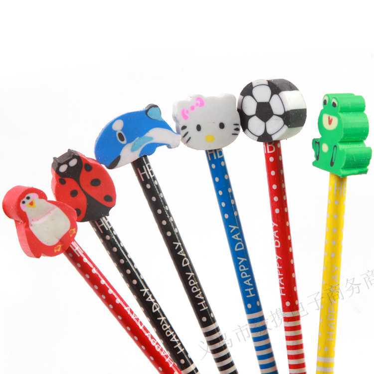 Factory direct sales of creative cartoon animal pencils with erasers, HB wooden pencils, student prizes, children's gifts full figure