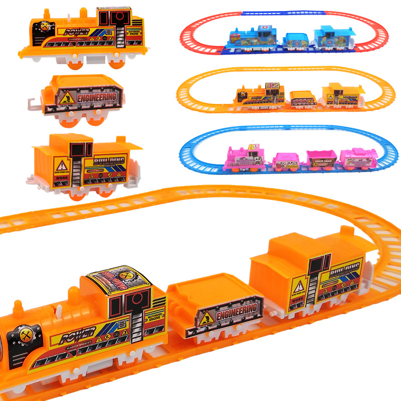 Take full boxes of DIY track cars, small trains, children's toys, small cars, electric assembly, and wholesale street stall supplies Item Picture