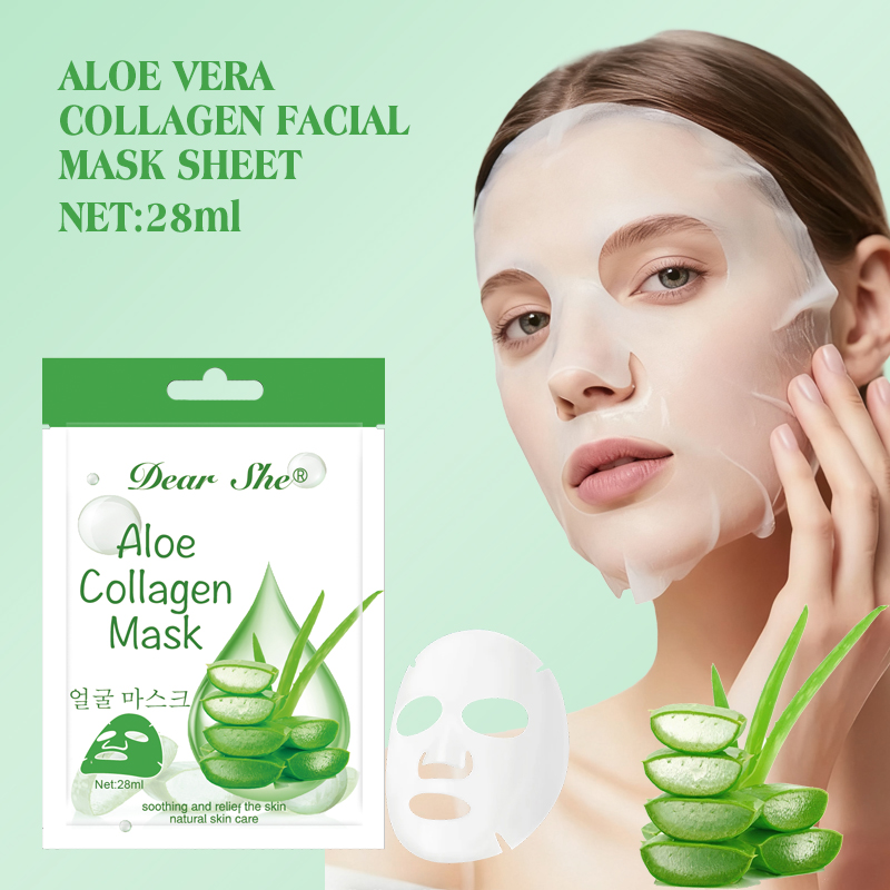 Dear she Aloe Vera Essence Hydrating, Moisturizing, Nourishing and rejuvenating Facial Mask for cross-border factory hot sales, customizable full figure