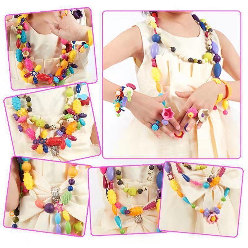 Children's diy handcrafted beaded educational toys, versatile cordless pop beaded necklace bracelet, girl beaded material package Item Picture