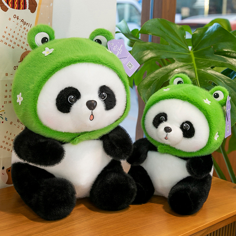 Cross-border new product: Frog and panda, cute national treasure panda doll, children's gift, plush toy, perfect for girls Specification drawing
