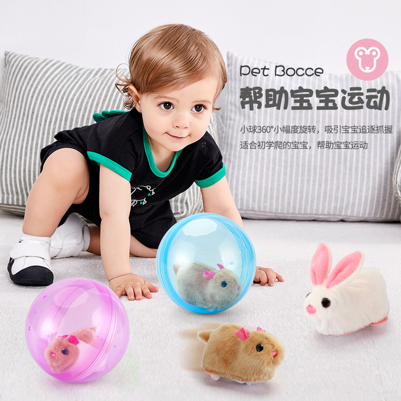 Cross-border children's Internet celebrity toy stall wholesale, walking and playing cats, simulated plush pets, electric hamsters, rabbits, rolling balls Specification drawing