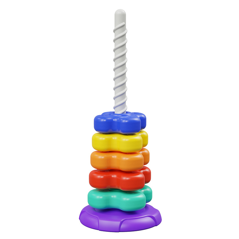 Rainbow Spinning Tower Stacking Game, 6-month-old baby spinning game, 1-2 year old baby toy, educational and early enlightenment toy Item Picture