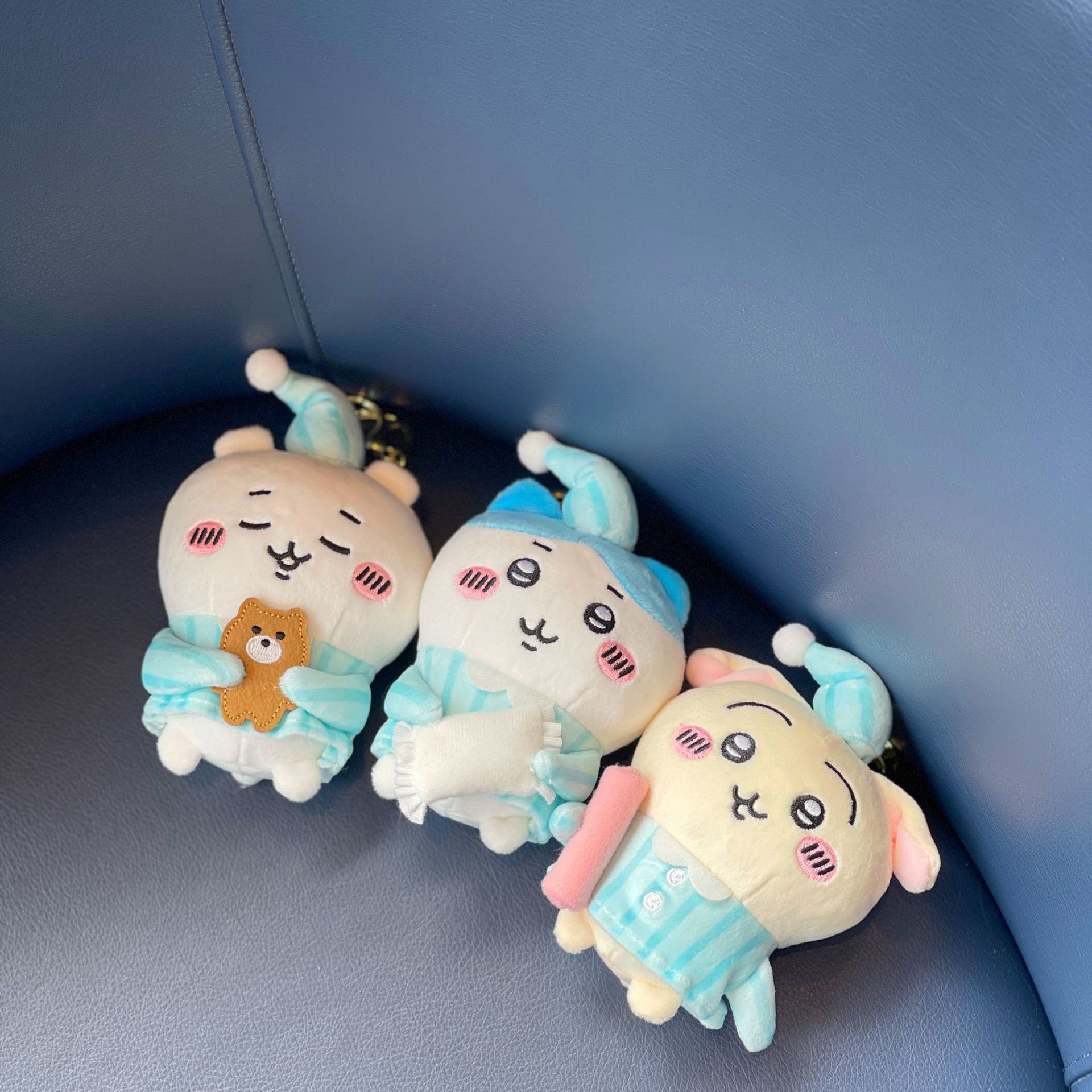 Japanese self-mocking bear chiikawa pajama series plush pendant, cute Jiikawa Usaki figurine pendant full figure