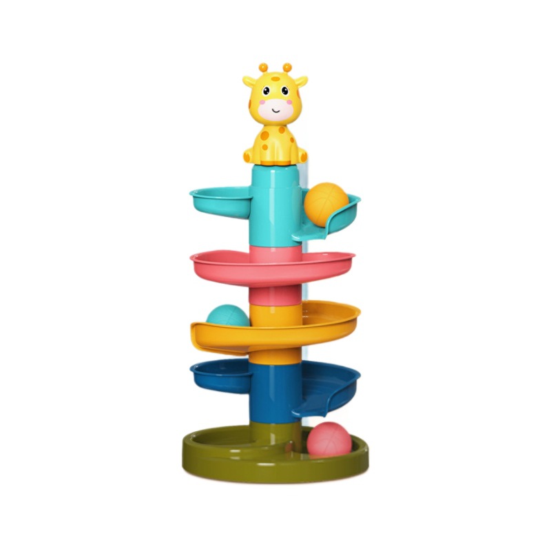 Children's fun track sliding ball tower, kindergarten basketball shooting, stacking fun, spinning fun, Baobao educational early education rolling ball toys Item Picture