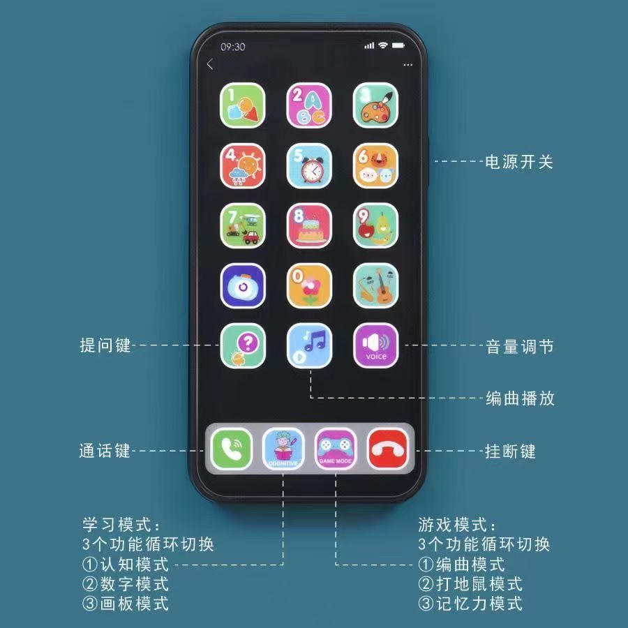 Children's simulation Apple touch screen mobile phone, infant and toddler biting, boys and girls educational early education baby phone toy model Application Scenario