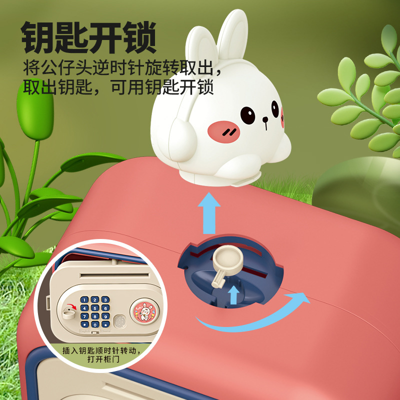 New children's cartoon piggy bank, a large-capacity, multi-functional, dual-mode unlocking, automatic sensing, and money-rolling savings toy Application Scenario