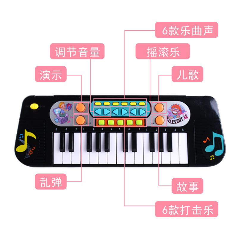 Cross-border Amazon children's toys, 37-key electronic keyboards, boys' and girls' Musical Instruments, simulation pianos, early childhood education music gifts Specification drawing