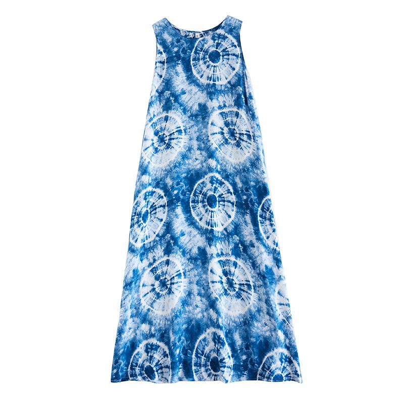 This Is A Large-Sized, Slimming Dress With Printed Prints For Export To Kazakhstan. It's A Short-Sleeved, Skin-Concealing, And Ethereal Long Skirt For Women In Summer undefined