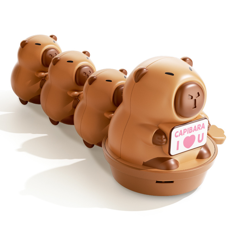 The Capibara family's baby coordination training cartoon early education puzzle toys Crawling spring toys pulling a cart Item Picture