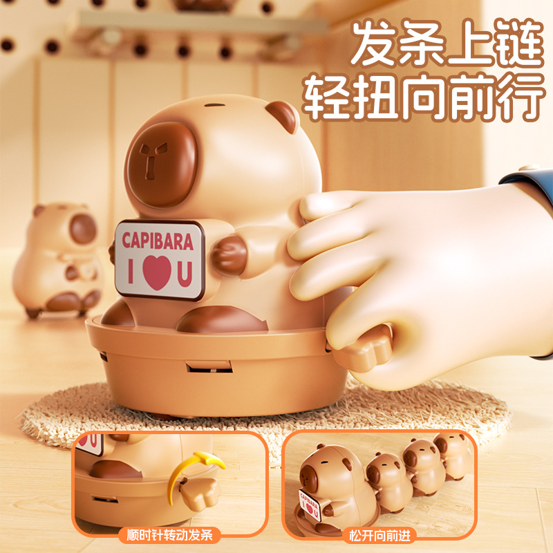 The Capibara family's baby coordination training cartoon early education puzzle toys Crawling spring toys pulling a cart Application Scenario